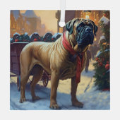 Bullmastiff Kerstfeest Seizoen Glas Ornament (Achterkant)