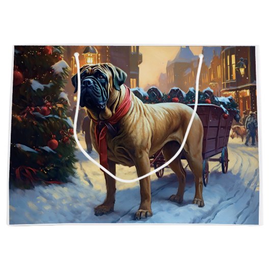 Bullmastiff Kerstfeest Seizoen Groot Cadeauzakje (Voorkant)