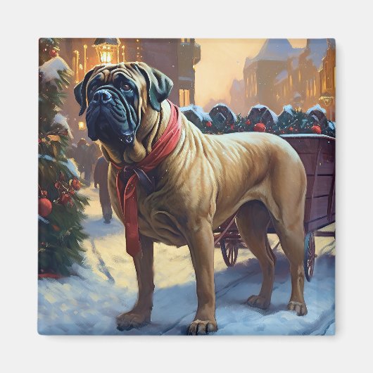 Bullmastiff Kerstfeest Seizoen Magneet (Voorkant)