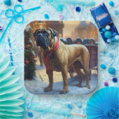 Bullmastiff Kerstfeest Seizoen Papieren Bordje (Feest)