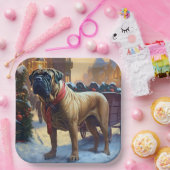 Bullmastiff Kerstfeest Seizoen Papieren Bordje (Feest)