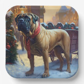 Bullmastiff Kerstfeest Seizoen Papieren Bordje (Voorkant)