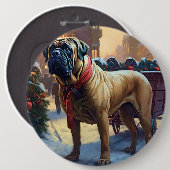 Bullmastiff Kerstfeest Seizoen Ronde Button 6,0 Cm (Voorkant /achterkant)