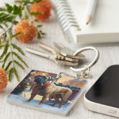 Bullmastiff Kerstfeest Seizoen Sleutelhanger (Voorkant Rechts)