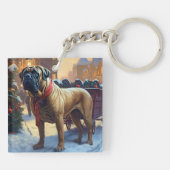 Bullmastiff Kerstfeest Seizoen Sleutelhanger (Achterkant)