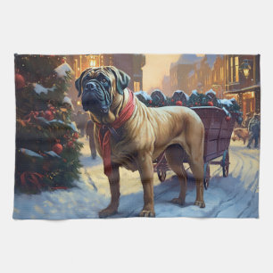 Bullmastiff Kerstfeest Seizoen Theedoek
