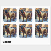 Bullmastiff Kerstfeest Seizoen Vierkante Sticker (Vel)