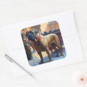 Bullmastiff Kerstfeest Seizoen Vierkante Sticker (Envelop)