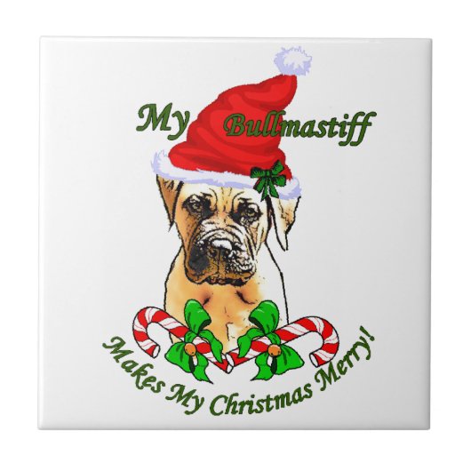 Bullmastiff kerstfeest tegeltje (Voorkant)