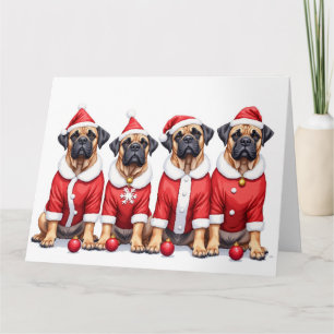 Bullmastiff Kerstjurk Kerstman Hoed Kaart