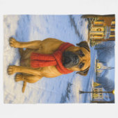 Bullmastiff Kerstkaart Fleece Deken (Voorkant (Horizontaal))