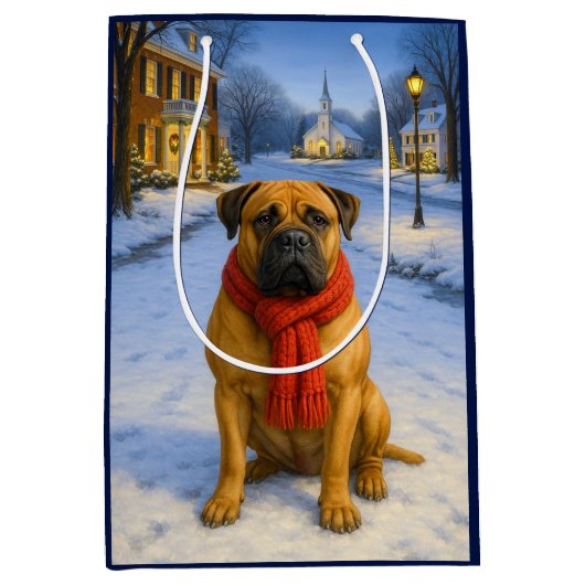 Bullmastiff Kerstkaart Medium Cadeauzakje (Voorkant)