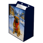 Bullmastiff Kerstkaart Medium Cadeauzakje (Achterkant Gekanteld)