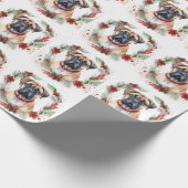 Bullmastiff Kerstkrans feestelijke pup Cadeaupapier (Hoek)