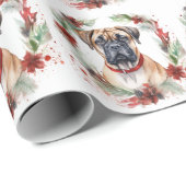 Bullmastiff Kerstkrans feestelijke pup Cadeaupapier (Rol Hoek)