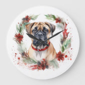 Bullmastiff Kerstkrans feestelijke pup Grote Klok (Voorkant)