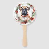 Bullmastiff Kerstkrans feestelijke pup Handwaaier (Achterkant)