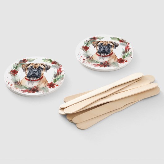 Bullmastiff Kerstkrans feestelijke pup Handwaaier (Niet-gemonteerd)