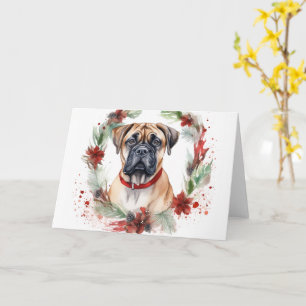 Bullmastiff Kerstkrans feestelijke pup Kaart