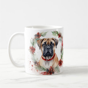 Bullmastiff Kerstkrans feestelijke pup Koffiemok