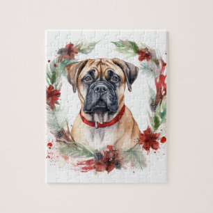 Bullmastiff Kerstkrans feestelijke pup Legpuzzel