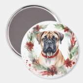 Bullmastiff Kerstkrans feestelijke pup Magneet (Voorkant / Achterkant)