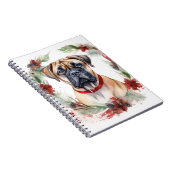 Bullmastiff Kerstkrans feestelijke pup Notitieboek (Rechterzijde)