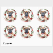 Bullmastiff Kerstkrans feestelijke pup Ronde Sticker (Vel)