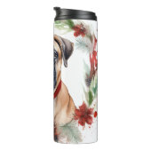 Bullmastiff Kerstkrans feestelijke pup Thermosbeker (Geroteerd rechts)