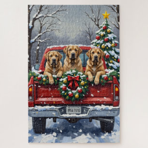 Bullmastiff Kerstmis Rode Truck Winter Legpuzzel