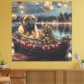 Bullmastiff kerstvakantie canvas afdruk (Insitu (Woonkamer))
