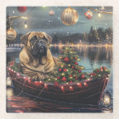 Bullmastiff kerstvakantie glazen onderzetter (Voorkant)