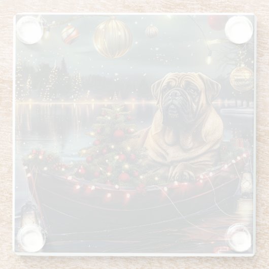 Bullmastiff kerstvakantie glazen onderzetter (Achterkant)