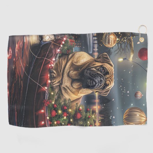 Bullmastiff kerstvakantie golfhanddoek (Horizontaal)