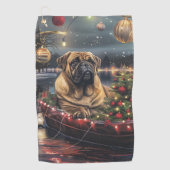 Bullmastiff kerstvakantie golfhanddoek (Voorkant)