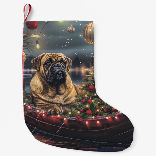 Bullmastiff kerstvakantie kleine kerstsok (Voorkant)
