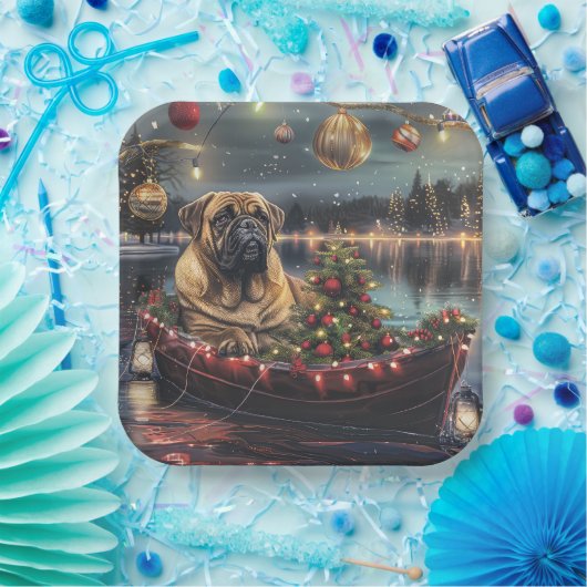 Bullmastiff kerstvakantie papieren bordje (Feest)