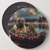 Bullmastiff kerstvakantie ronde button 6,0 cm (Voorkant /achterkant)