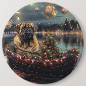 Bullmastiff kerstvakantie ronde button 6,0 cm (Voorkant)