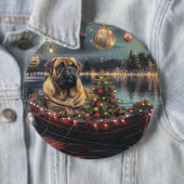 Bullmastiff kerstvakantie ronde button 6,0 cm (In situ)
