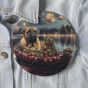 Bullmastiff kerstvakantie ronde button 6,0 cm