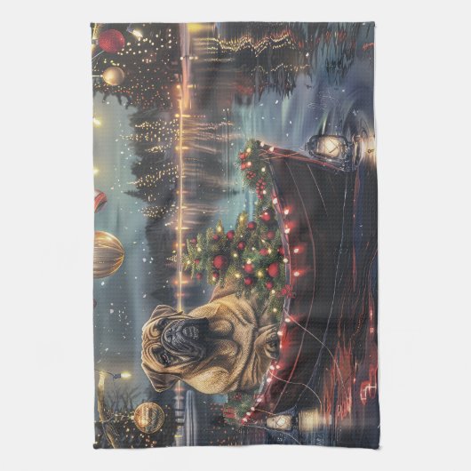 Bullmastiff kerstvakantie theedoek (Verticaal)