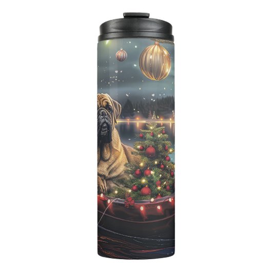 Bullmastiff kerstvakantie thermosbeker (Voorkant)
