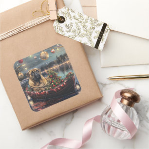 Bullmastiff kerstvakantie vierkante sticker