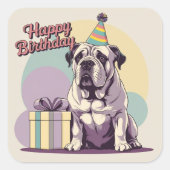 Bullmastiff kleurrijk vierkant vierkante sticker (Voorkant)