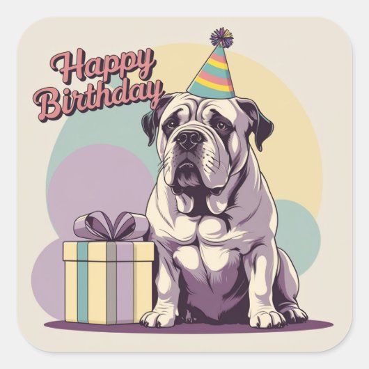Bullmastiff kleurrijk vierkant vierkante sticker (Voorkant)
