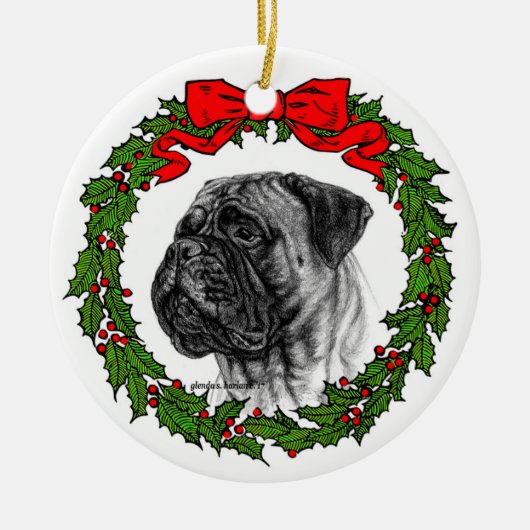 Bullmastiff Kunst van Glenda S. Harlan Keramisch Ornament (Voorkant)