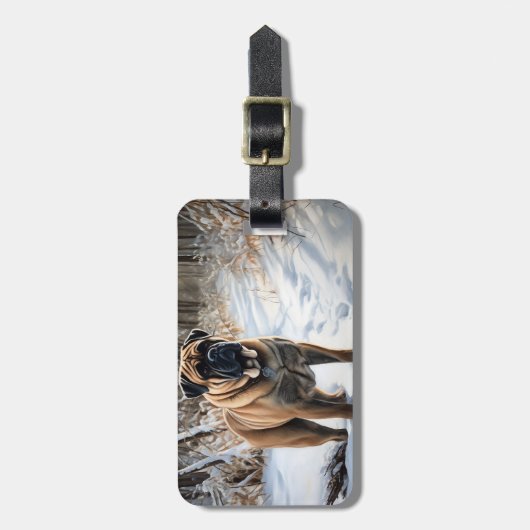 Bullmastiff laat het sneeuwen Kerstmis Bagagelabel (Voorkant verticaal)