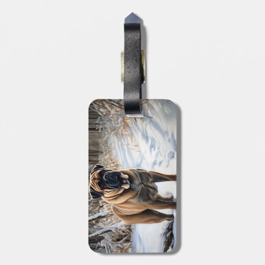 Bullmastiff laat het sneeuwen Kerstmis Bagagelabel (Achterkant verticaal)