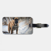 Bullmastiff laat het sneeuwen Kerstmis Bagagelabel (Achterkant horizontaal)